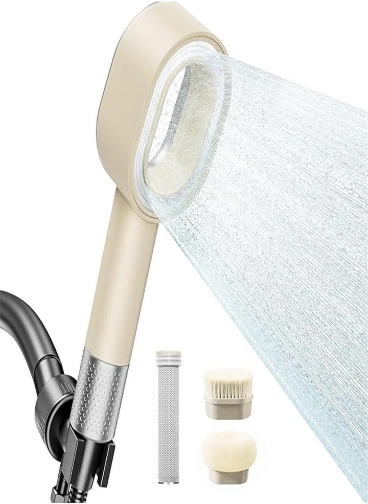 Handheld filter shower head removes chlorine, suitable for spa experience, dry skin and hair care, with two brush heads