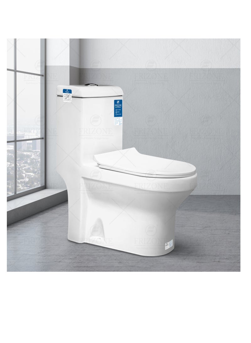 FRIZONE White Floor Mounted Water Closet FWC01 S TRAP With WC Seat Cover, Flush Fittings