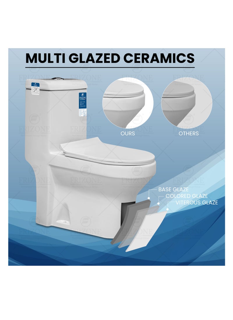 FRIZONE White Floor Mounted Water Closet FWC01 S TRAP With WC Seat Cover, Flush Fittings