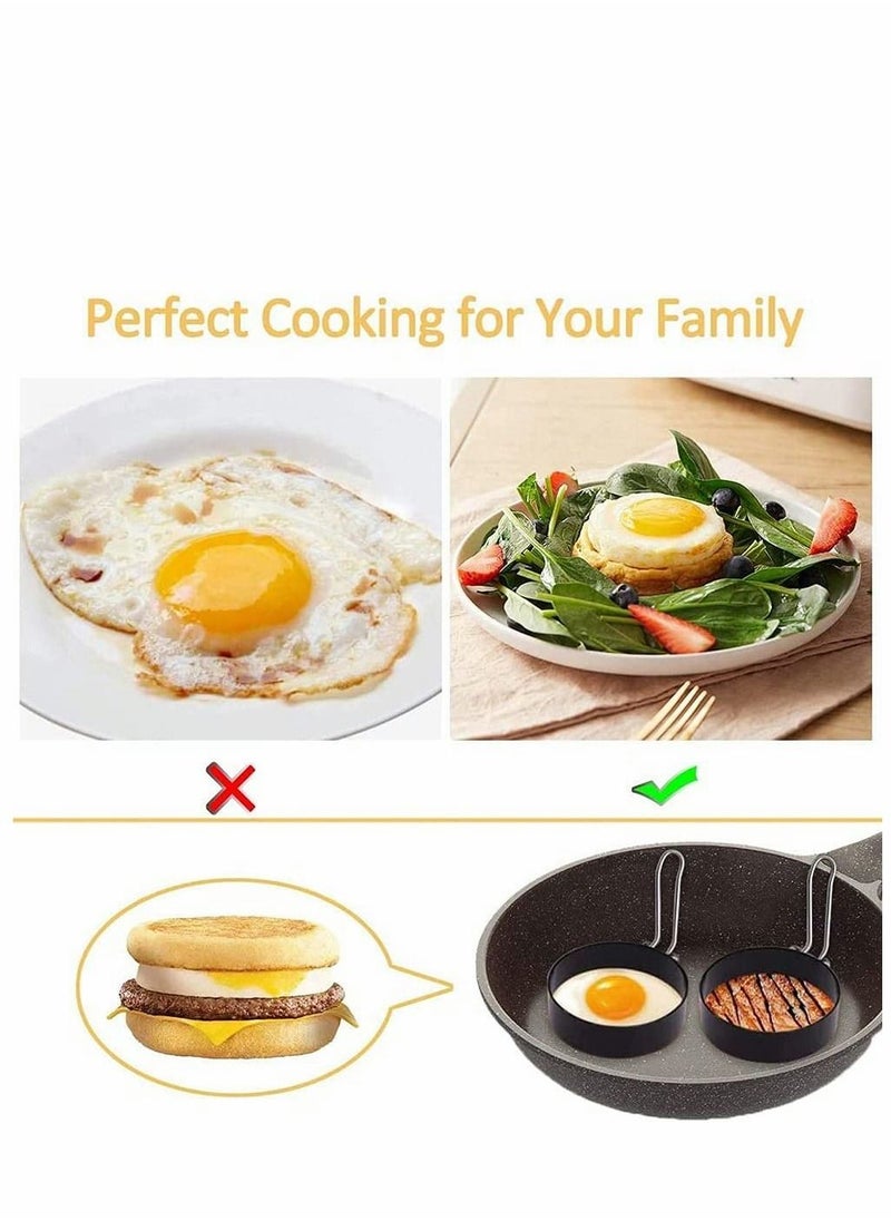 Egg Ring Mold, 4 Pack Stainless Steel Non-Stick Metal Circle Shaper Round Egg Cooker Rings Maker Set for Frying McMuffin Shaping Eggs, Sandwiches with Silicone Brush, S-shaped hook, Oven Glove