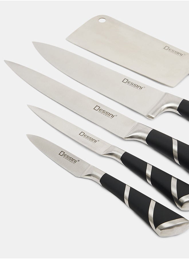 Dessini 9-Piece kitchen knife Set With Acrylic Block Black/Silver