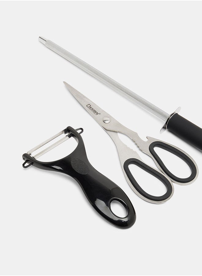 Dessini 9-Piece kitchen knife Set With Acrylic Block Black/Silver