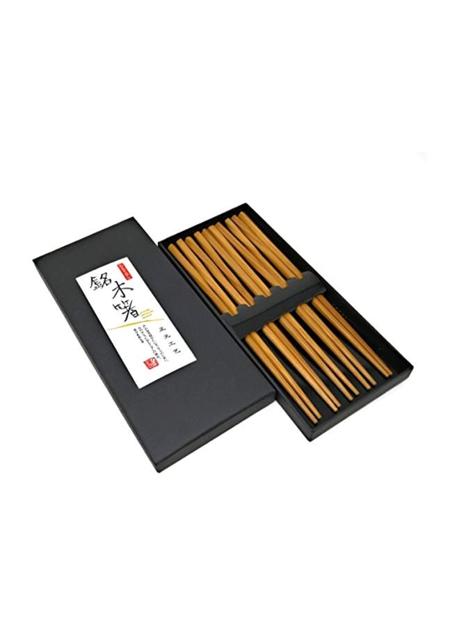 10-Piece Twist Bamboo Chopstick Set Brown 9inch