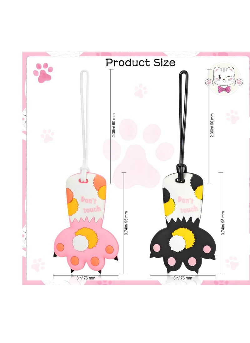 Luggage Tags for Travel Suitcase, 2 Pack Cat Claws Name Tags, Silicone Suitcase Labels Tags, Suitcase ID Tag, Travel Baggage Identity ID Labels, Handbag Tag Labels for Kids, Women, Men, Black Pink