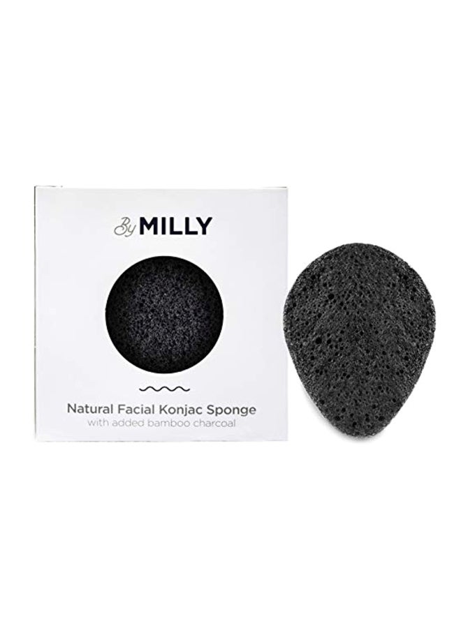 Natural Facial Konjac Sponge With Activated Bamboo Charcoal Black