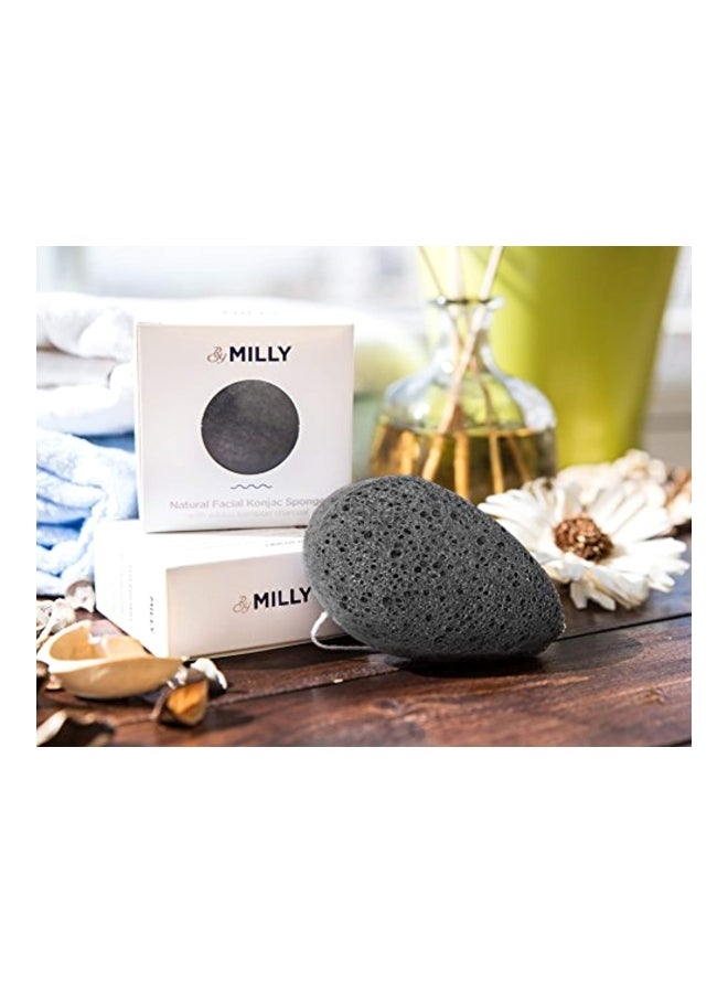 Natural Facial Konjac Sponge With Activated Bamboo Charcoal Black