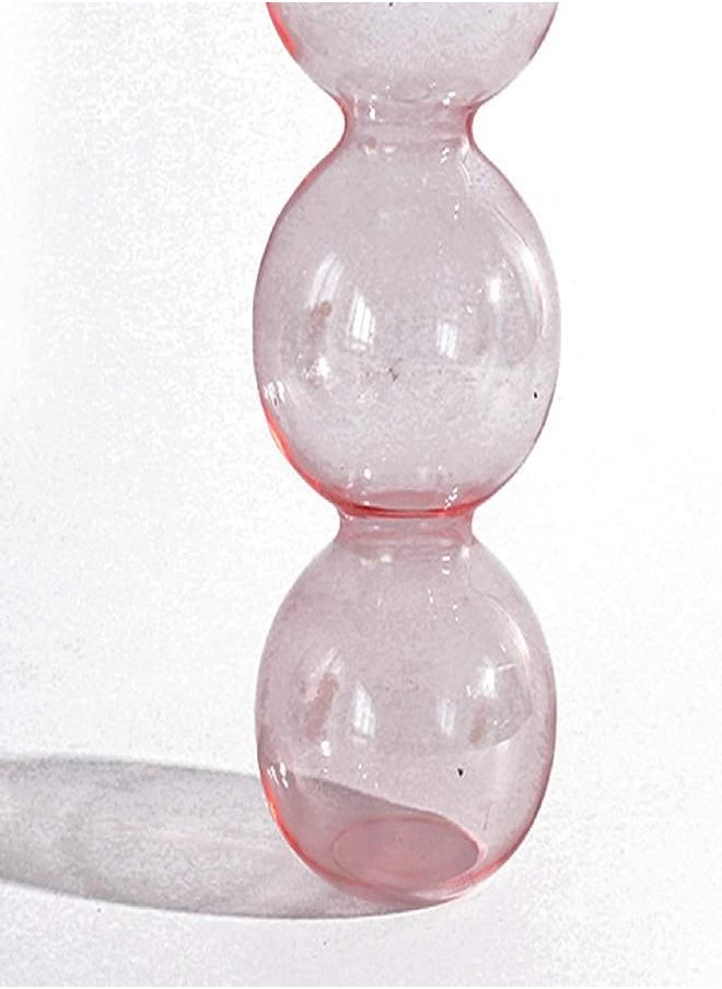 Glass Flower Vase Glass Plant Container Decorative Vase Desktop Vase for Wedding Birthday Ornament Gift - 3 Ball Pink