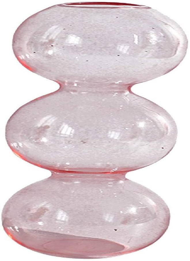 Glass Flower Vase Glass Plant Container Decorative Vase Desktop Vase for Wedding Birthday Ornament Gift - 3 Ball Pink