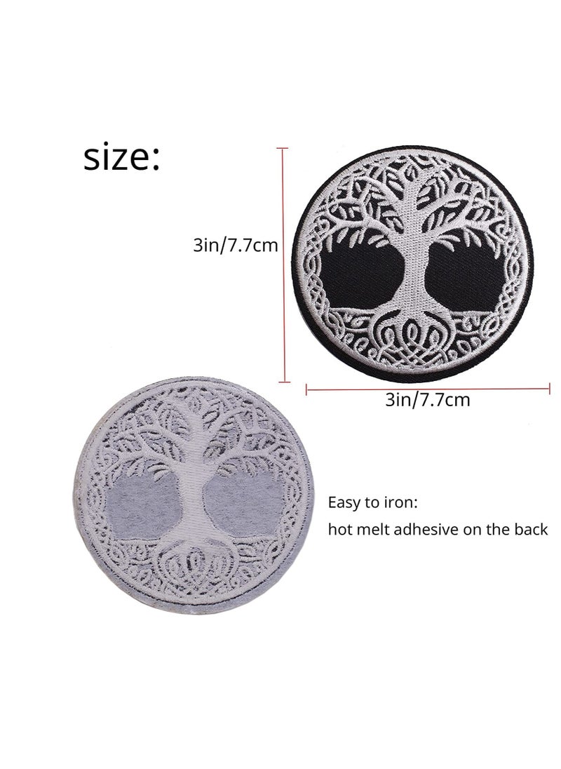 Tree of Life Embroidered Patch Applique Badge Iron on Sew on Patches Emblem Patch DIY Accessories, Perfect for Clothes, Dress,Hat, Jeans 2 pcs