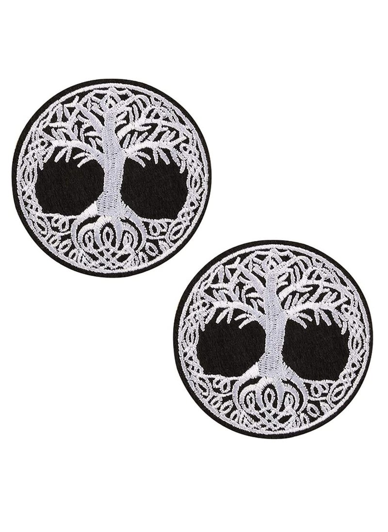 Tree of Life Embroidered Patch Applique Badge Iron on Sew on Patches Emblem Patch DIY Accessories, Perfect for Clothes, Dress,Hat, Jeans 2 pcs