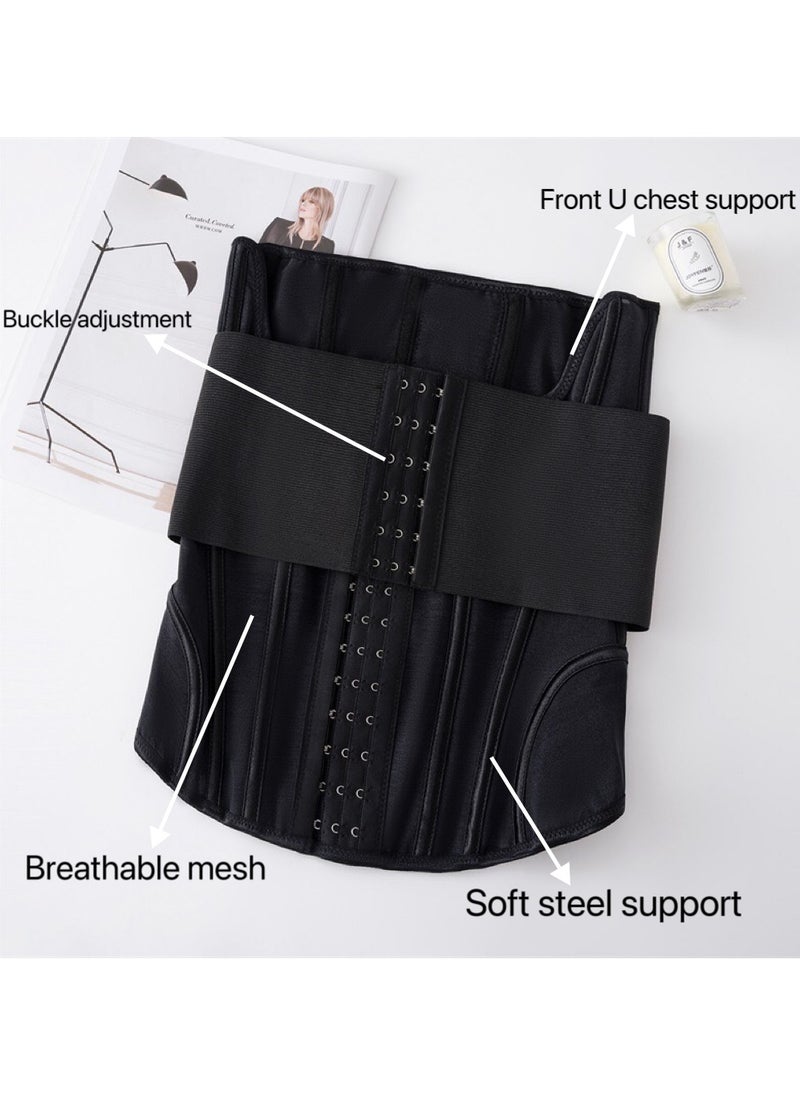 Women's Waist slimming belt，waist tight belt, waist shaping belt, double-layer 3D pressure Shapewear Waist Trainer Corset（Black）