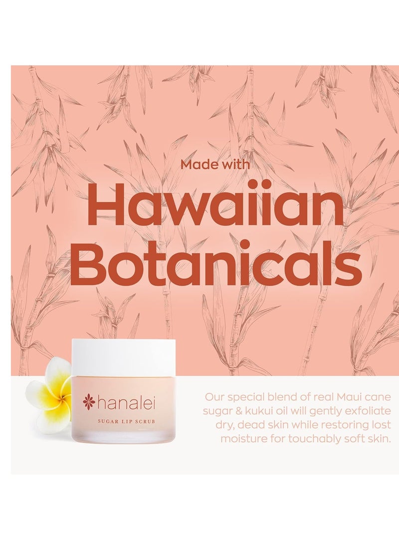 Hanalei Vegan and Cruelty-Free Sugar Lip Scrub Exfoliator - Hawaiian Cane Sugar, Kukui Oil, Shea Butter - Exfoliate, Smooth, Rejuvenate Lips - Made in USA - Lip Care (22 g)