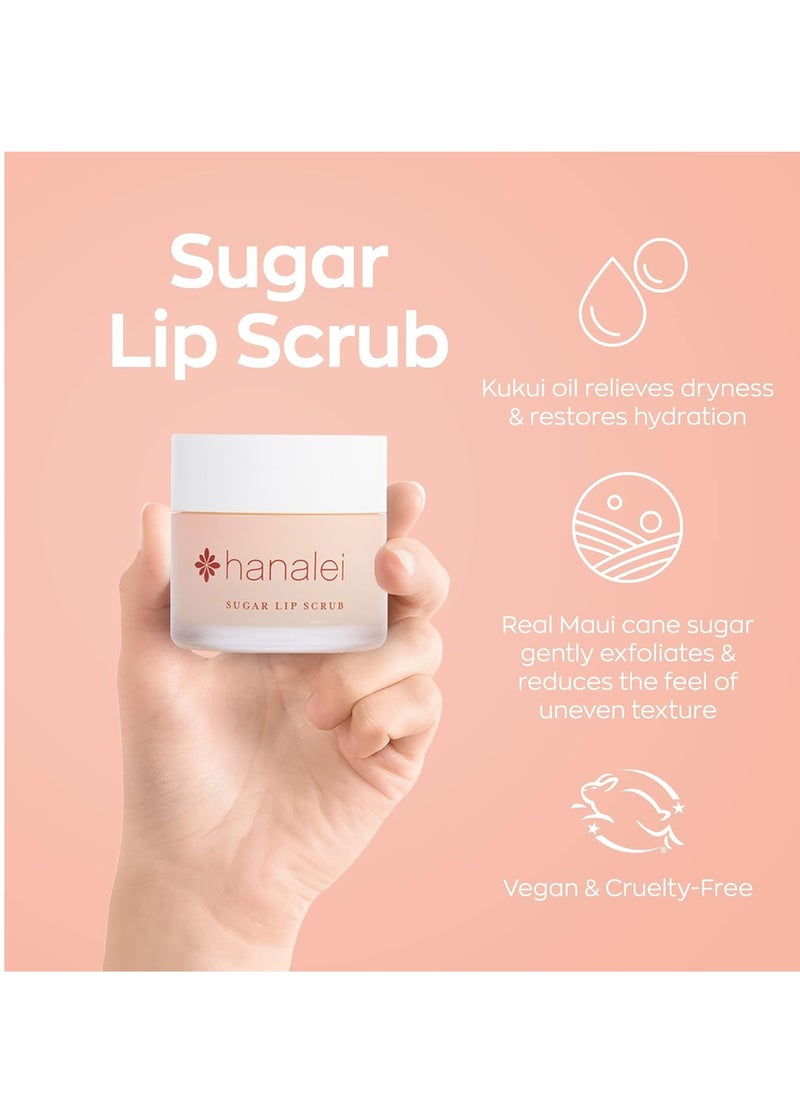 Hanalei Vegan and Cruelty-Free Sugar Lip Scrub Exfoliator - Hawaiian Cane Sugar, Kukui Oil, Shea Butter - Exfoliate, Smooth, Rejuvenate Lips - Made in USA - Lip Care (22 g)