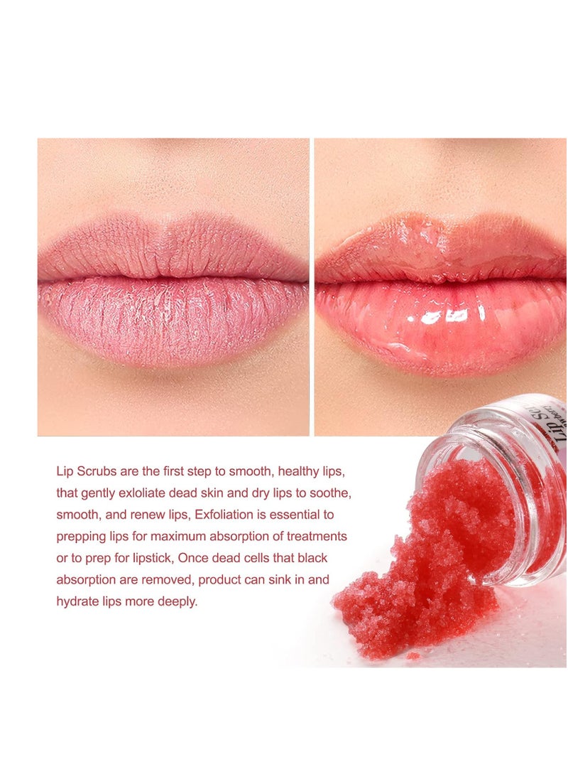 Lip Scrub, Exfoliator & Moisturizer, Lip Repair for Lush Soft Lips, Chapped Dry and Flaky Lips Treatment (Strawberry)