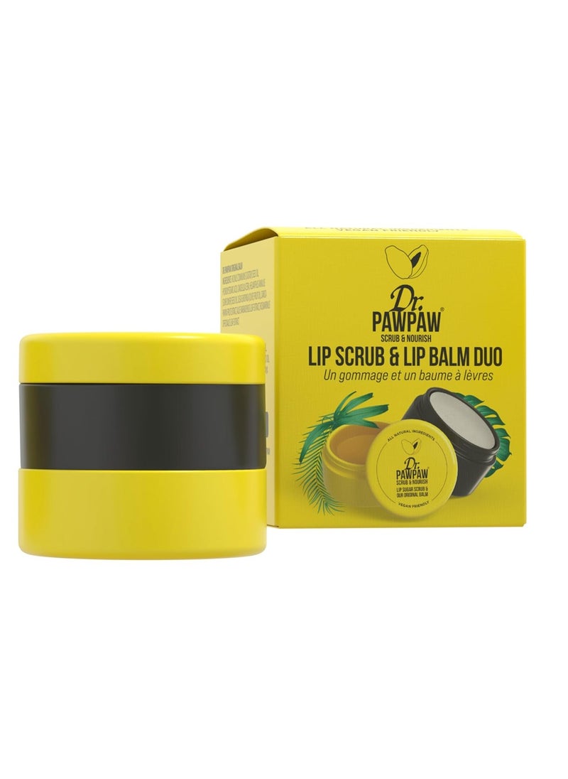 Dr.PAWPAW Scrub & Nourish Lip Scrub and Balm Duo with Papaya, Aloe Vera and Olive Oil, 100% Natural Two Step Treatment (50 ml)