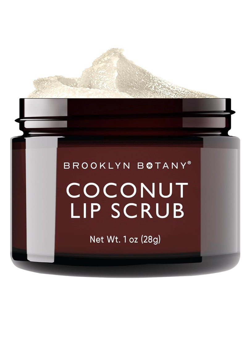 Brooklyn Botany Lip Scrub Exfoliator 1 oz – Lip Moisturizer for Dry Lips and Chapped Lips – Gentle Lip Exfoliator for Smooth and Brighter Lips – Coconut Flavor