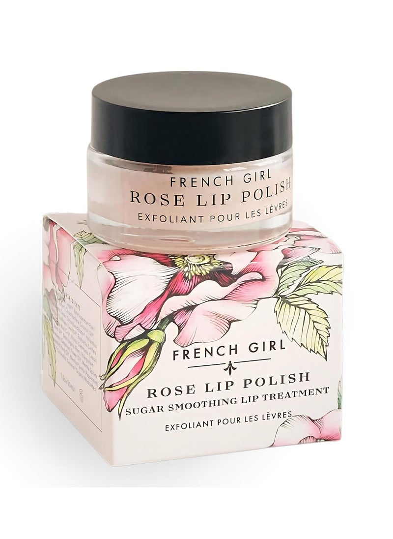 French Girl Rose Lip Scrub - Organic Sugar Scrub For Lips, Hydrating Lip Exfoliator & Moisturizer with Shea Butter & Essential Oils, Treatment for Dry Lips, Clean, Vegan & Cruelty-Free, 1oz