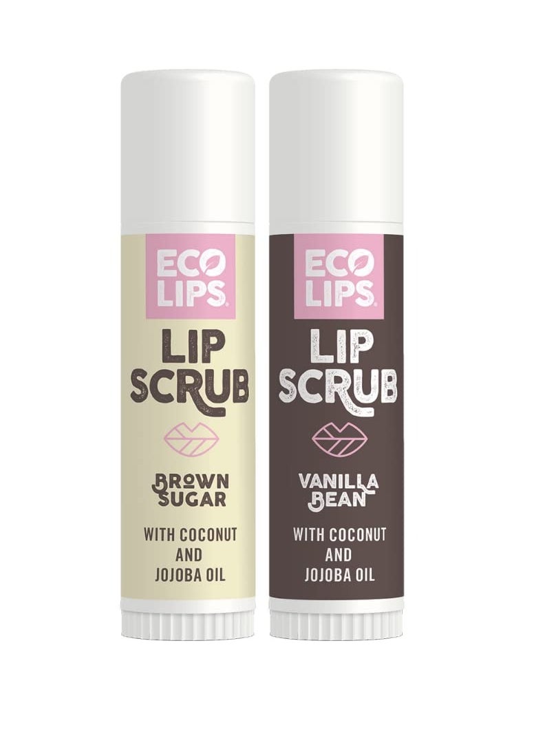 Eco Lips LipScrub Sugar Scrub Sticks - Brown Sugar & Vanilla Bean - 100% Natural Lip Care Treatment with Organic Sugar and Coconut Oil - Gently Exfoliate & Polish Dry, Flaky Lips, 100% Edible