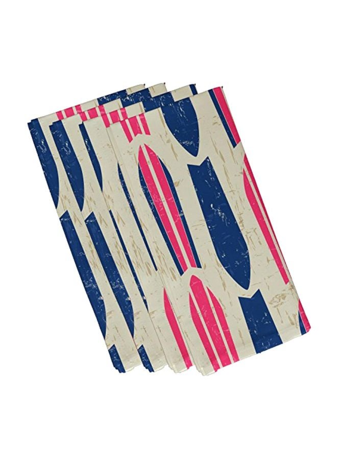 4-Piece Geometric Printed Napkin Blue/White/Pink 19x19x19inch