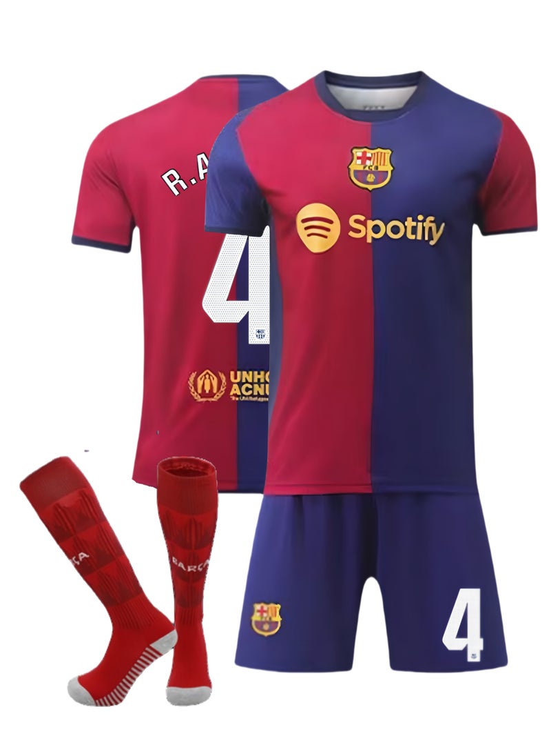 Youth Children's Soccer Jersey No. 4 Three-piece Set