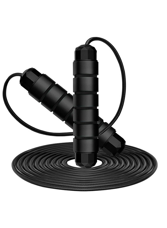 Jump Rope, Tangle-Free Rapid Speed Jumping Rope with Ball Bearings, Skipping Rope with Foam Handles for Women Men Kids, Adjustable Jump Rope for Fitness Workout Aerobic Exercise(Black)