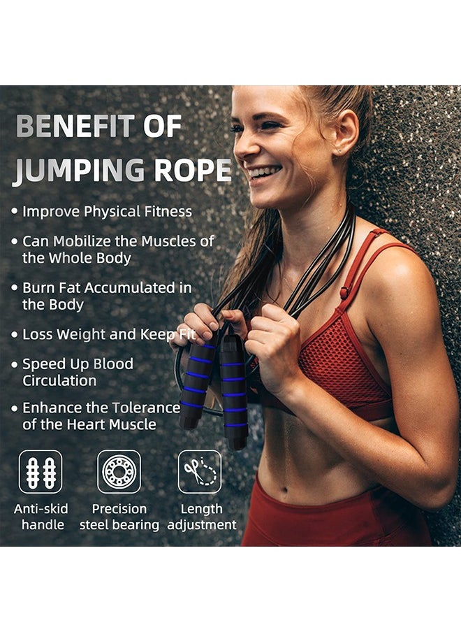 Jump Rope, Tangle-Free Rapid Speed Jumping Rope with Ball Bearings, Skipping Rope with Foam Handles for Women Men Kids, Adjustable Jump Rope for Fitness Workout Aerobic Exercise