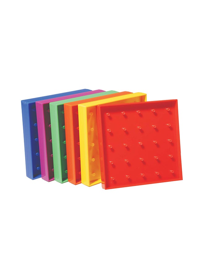 6-Piece Double-Sided Geoboard Grid/12 Pin Circular Array Set