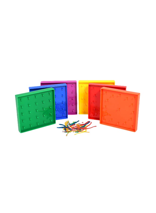 6-Piece Double-Sided Geoboard Grid/12 Pin Circular Array Set