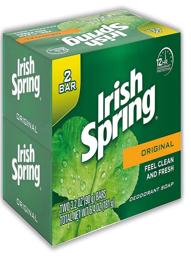 Irish Spring Original Deodorant Bar Soap, 3.20 oz bars, 2 ea