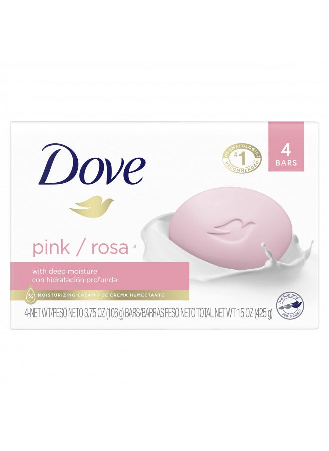 Dove Beauty Bar Gentle Skin Cleanser Moisturizing for Gentle Soft Skin Care Pink More Moisturizing than Bar Soap 3.75 oz, 4 Bars