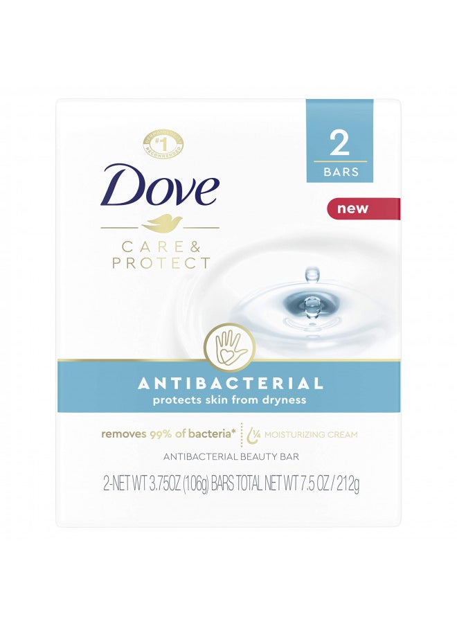 Dove Beauty Bar For All Skin Types Antibacterial Protects from Skin Dryness 3.75 oz 2 Bars