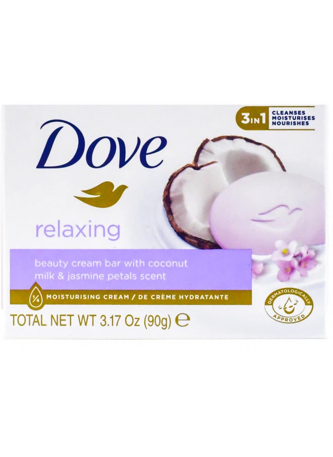 Dove, Beauty Bar Soap Variety Pack of 14, Go Fresh, Shea Butter, Coconut Milk, White, Pampering, Restoring, Exfoliating - 90g (7 Scents, 2 of Each)