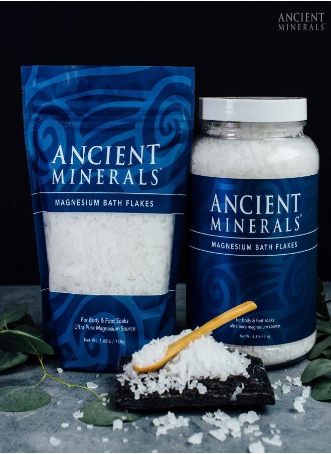 Ancient Minerals Magnesium Bath Flakes - Bathing Alternative to Epsom Salt - Soak in Natural Salts - High-Absorption Efficiency for Relaxation, Wellness & Muscle Relief - 8 lbs