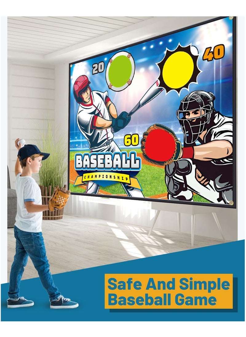 Baseball Throwing Game Set - Backyard/Outdoor/Indoor Mini Baseball Throwing Target Toy with Sticky Goal - Baseball Birthday Gift Toy for Kids Yard Backyard Games, Baseball Toy Gift for Boys Girls