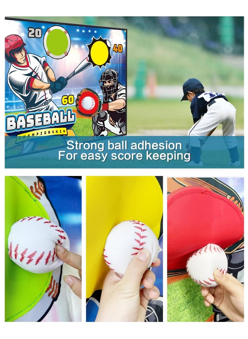 Baseball Throwing Game Set - Backyard/Outdoor/Indoor Mini Baseball Throwing Target Toy with Sticky Goal - Baseball Birthday Gift Toy for Kids Yard Backyard Games, Baseball Toy Gift for Boys Girls