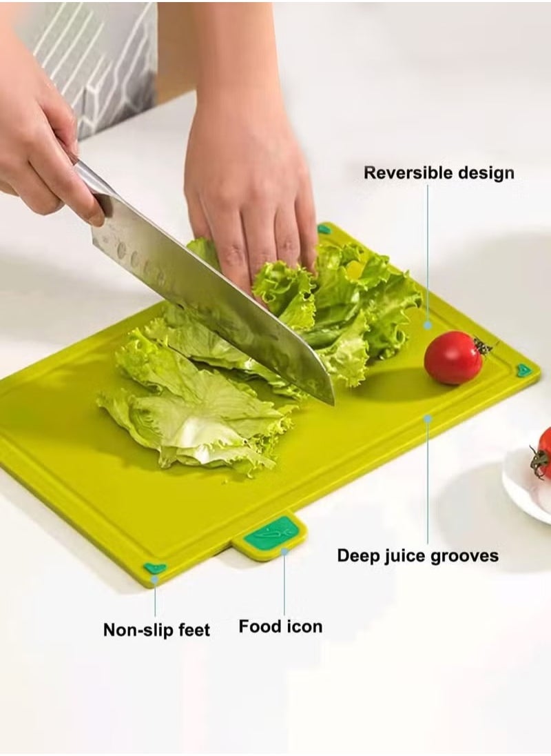 4 Pcs Kitchen Multifunctional Plastic Cutting Board, Classification Chopping Board with Index Color Coded Food Icon and Storage Stand