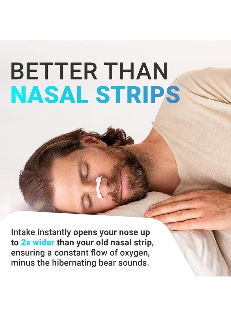 Intake Breathing Nasal Strip Starter Kit (15 Count White) - Boost Oxygen Intake, Reduce Snoring, Improve Sleep Quality - Sweat Resistant, Skin Safe Nasal Strips - Extra Strength Snoring Solution