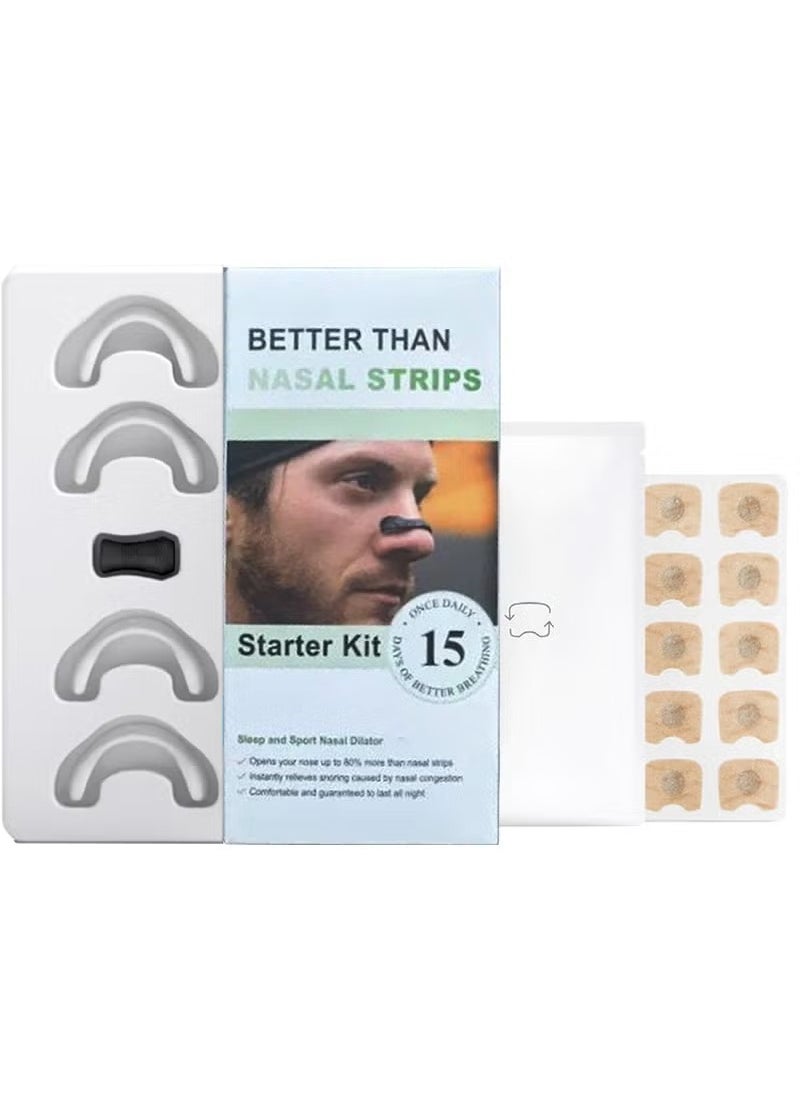 Intake Breathing Nasal Strip Starter Kit (15 Count White) - Boost Oxygen Intake, Reduce Snoring, Improve Sleep Quality - Sweat Resistant, Skin Safe Nasal Strips - Extra Strength Snoring Solution