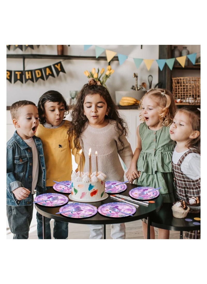 Mermaid Birthday Party Supplies Set, 69 Pcs Tableware for 16 Guests, Includes Plates, Napkins & Forks, Perfect for Kids Little Mermaid Theme Party & Baby Showers
