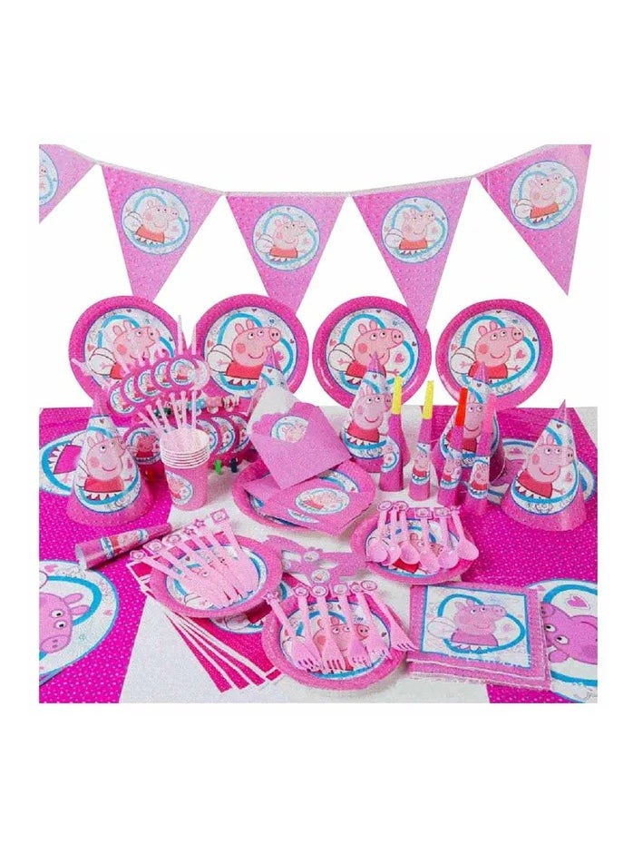 UKR Peppa Pig Pink Party Set - Complete Kids Birthday Party Supplies, Decorations, Tableware, and Accessories