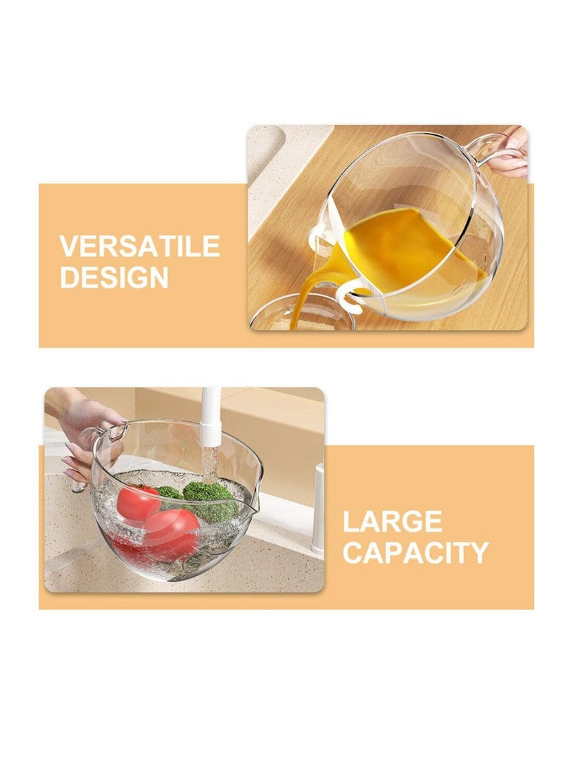 Heavy Duty Plastic Rice Washing Bowl Set with Strainer and Handle for Easy Cleaning of Rice, Vegetables, Fruits, Pasta and Beans