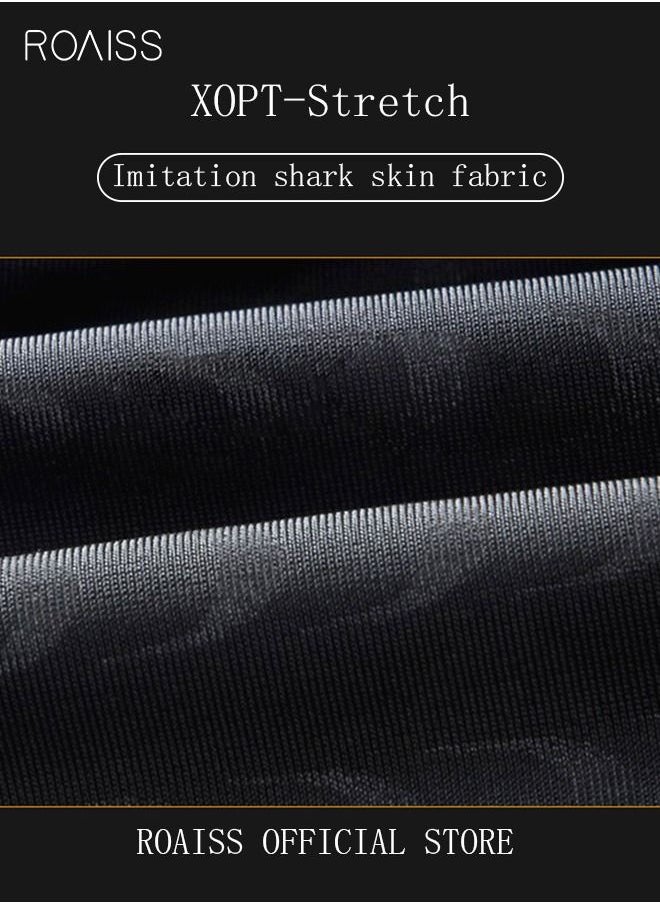 Men's Swimming Trunks Beachwear Quick Dry Gym Wear Beach Pants Fitness Shorts Fitness Workout Short Sports Running Shorts with Inner Compression Black