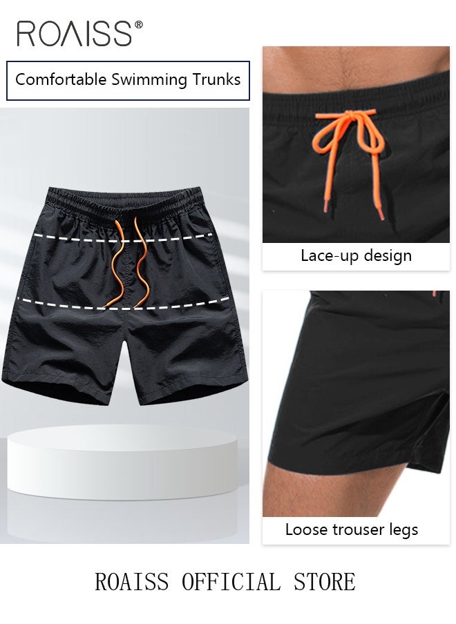 Men's Swimming Trunks Beachwear Quick Dry Beach Pants Gym Wear Fitness Workout Short Sports Running Boxer Swim Shorts Swimsuit Summer