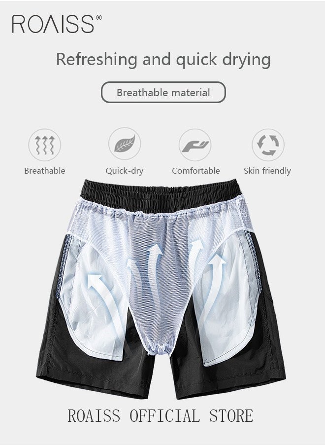 Men's Swimming Trunks Beachwear Quick Dry Beach Pants Gym Wear Fitness Workout Short Sports Running Boxer Swim Shorts Swimsuit Summer