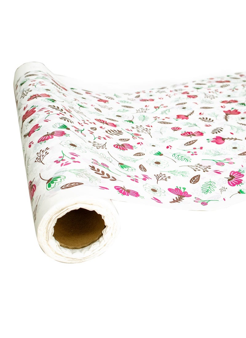 5 KG Disposable Sofra Roll, Beautiful Rose Design Sufra - Green Purple Rose