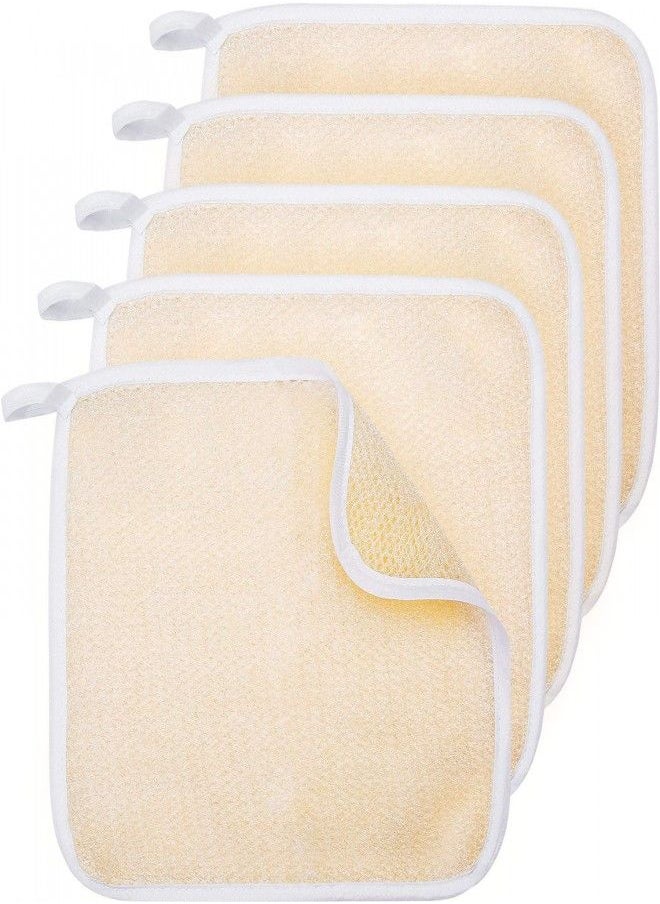 5 Pack Exfoliang Face and Body Wash Cloths Towel Soft Weave Bath Cloth Exfoliating Scrub Cloth Massage Bath Cloth for Women and Man (5 Pack Two Sides Exfoliating Cloth)