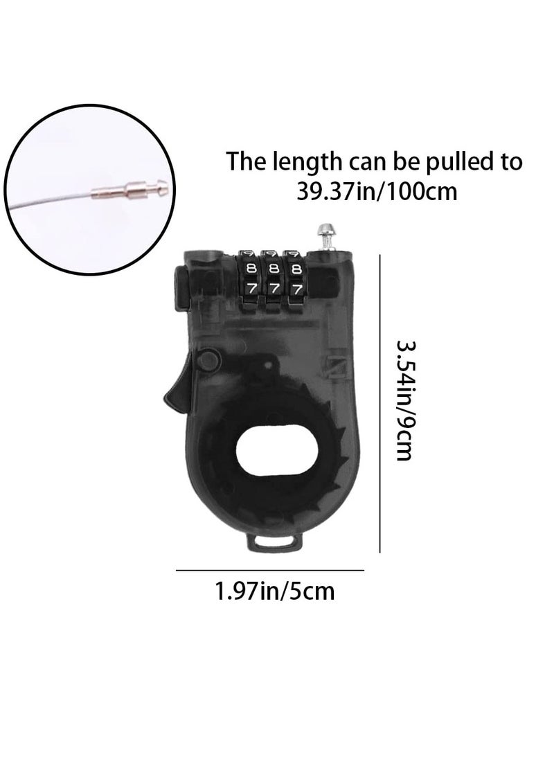 Combination Cable Lock, Retractable Cable Lock with 3 Digit Password, Cable Security Steel Cable Luggage Lock Weatherproof with Resettable Code, Braided Steel Coated Anti-Theft Cable Lock (47in long)