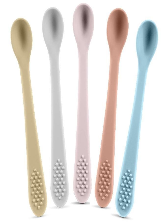 Best First Stage Baby Infant Spoons, 5-Pack, Soft Silicone Baby Spoons Training Spoon Gift Set for Infant