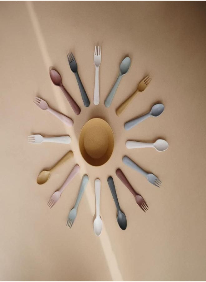 mushie Flatware Fork and Spoon Set for Kids | Made in Denmark (Blush)