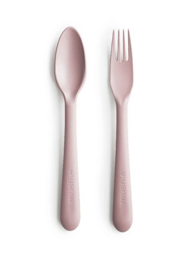 mushie Flatware Fork and Spoon Set for Kids | Made in Denmark (Blush)